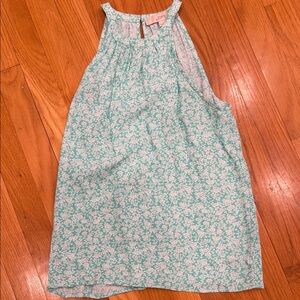 LOFT Turquoise and White Floral Top